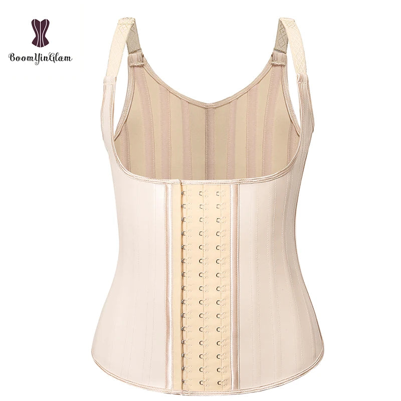 Hook Adjustable Waist Trainer 25 Steel Boned Slimming Corset Workout Girdle Vest Latex Women Body Shaper Plus Size XS -6XL