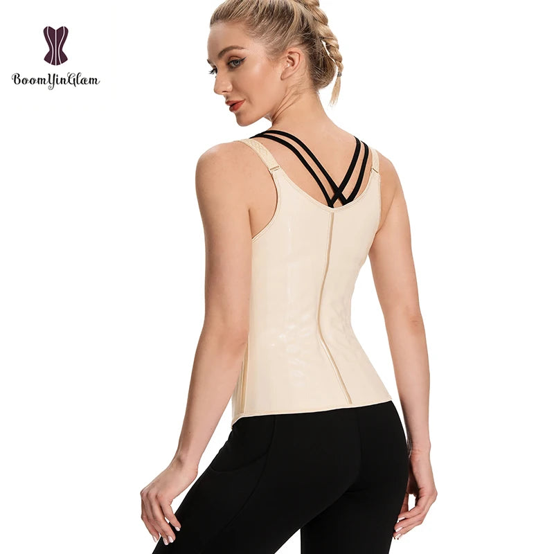 Hook Adjustable Waist Trainer 25 Steel Boned Slimming Corset Workout Girdle Vest Latex Women Body Shaper Plus Size XS -6XL
