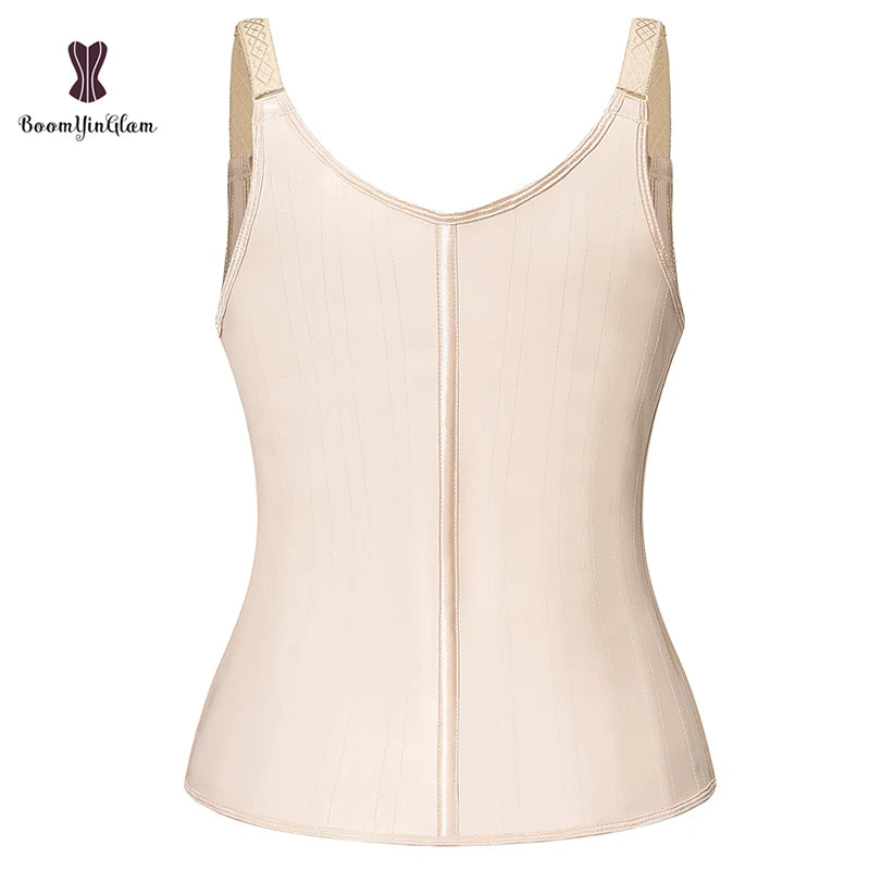 Hook Adjustable Waist Trainer 25 Steel Boned Slimming Corset Workout Girdle Vest Latex Women Body Shaper Plus Size XS -6XL