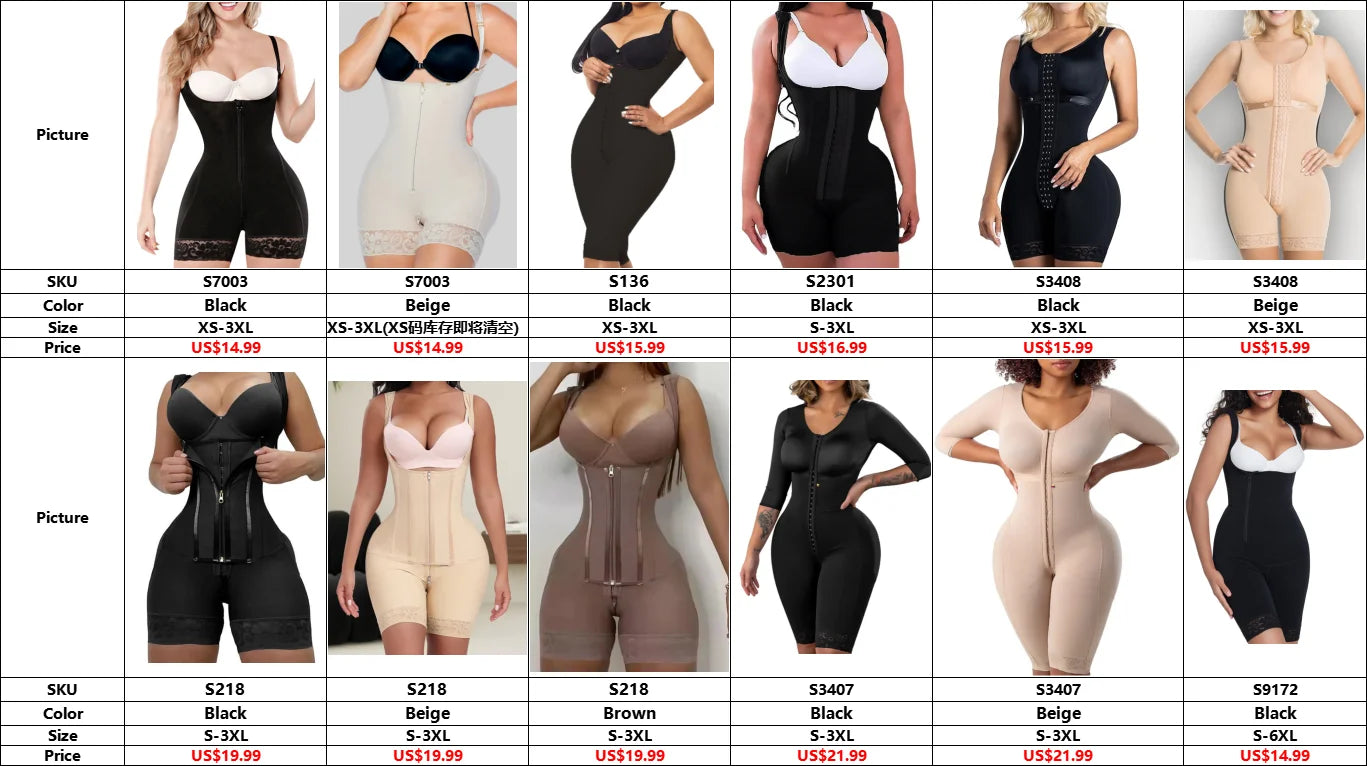 Fajas Colombiana Corrective Girdle Women Post Surgery Postpartum Corset Waist Trainer Butt Lifter Shapewear Full Body Shaper