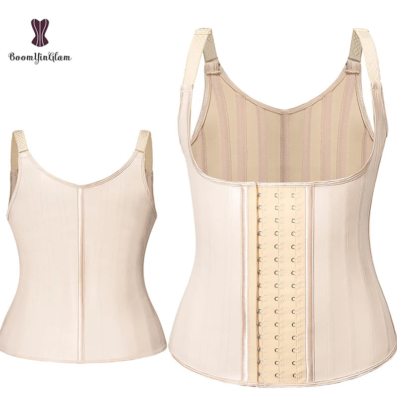 Hook Adjustable Waist Trainer 25 Steel Boned Slimming Corset Workout Girdle Vest Latex Women Body Shaper Plus Size XS -6XL