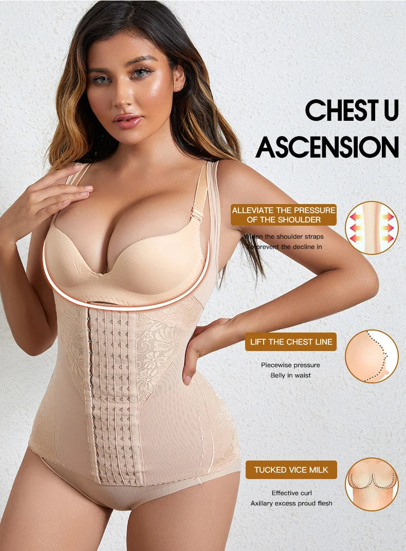 Women Waist Trainer Corset Push Up Vest Slimming Belt Body Shaper Sheath Flat Belly Postpartum Girdles Shaperwear Bodysuits