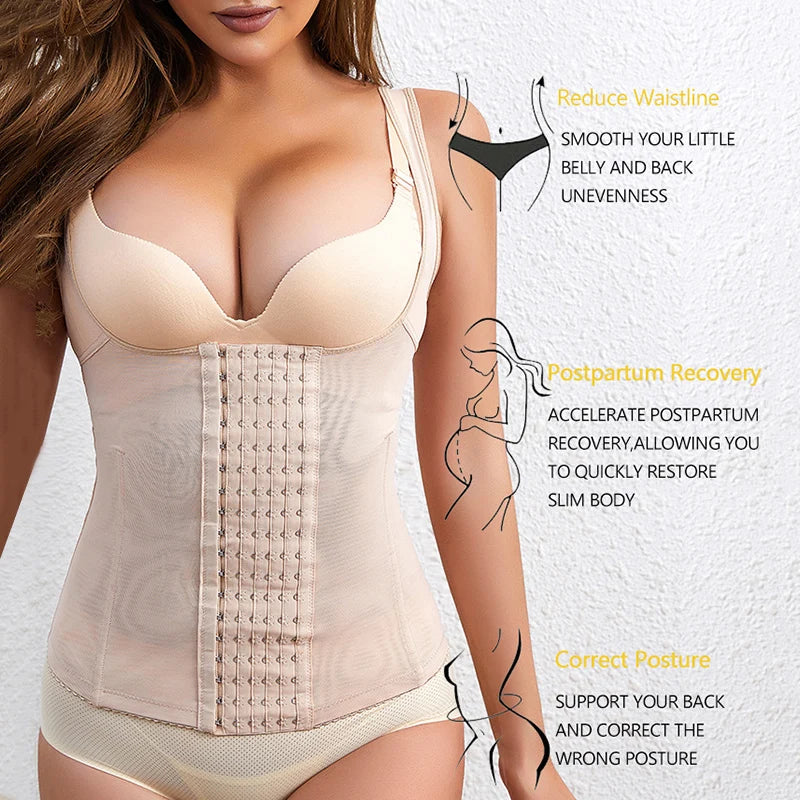 Women Waist Trainer Vest Tummy Control Body Shaper Slimming Shapewear Sheath Belt Flat Belly Girdles Waist Cincher Corset Vest