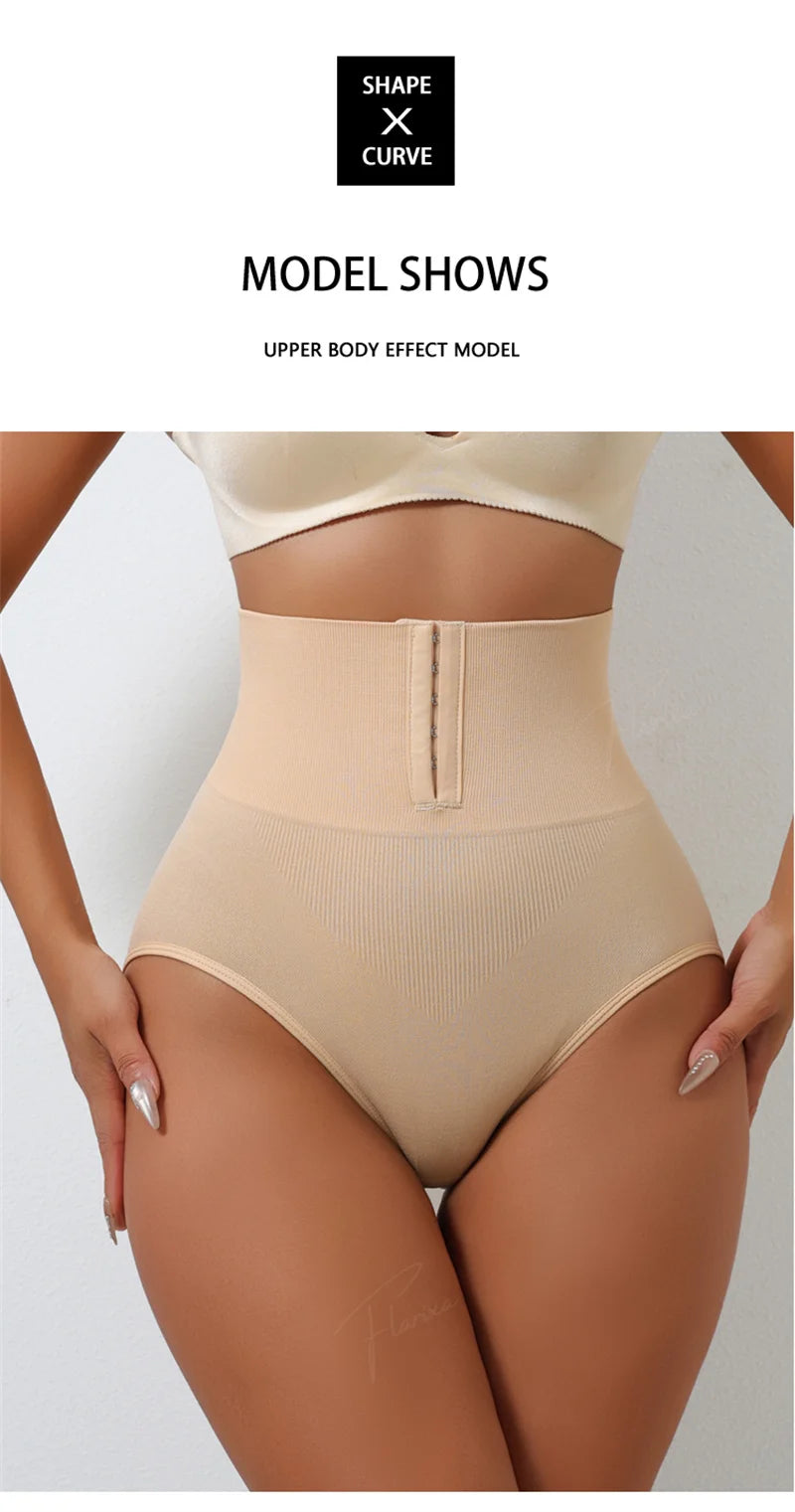 Flarixa High Waist Shaping Briefs Women Waist Trainer Tummy Control Panties Adjustable Hooks Shapewear Belly Slim Hip Lift Pants