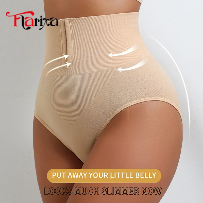 Flarixa High Waist Shaping Briefs Women Waist Trainer Tummy Control Panties Adjustable Hooks Shapewear Belly Slim Hip Lift Pants