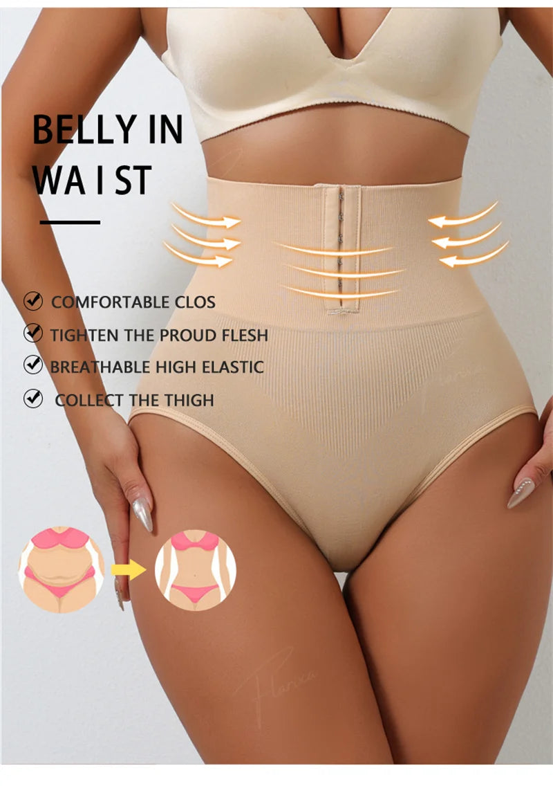 Flarixa High Waist Shaping Briefs Women Waist Trainer Tummy Control Panties Adjustable Hooks Shapewear Belly Slim Hip Lift Pants