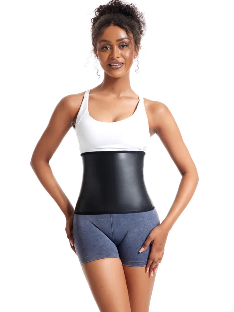 Womens Body Shaper Tummy Control Waist Slimming Belt Faux Leather Waist Trainer Corset Belly Sheath Tummy Trimmer Cincher Sports