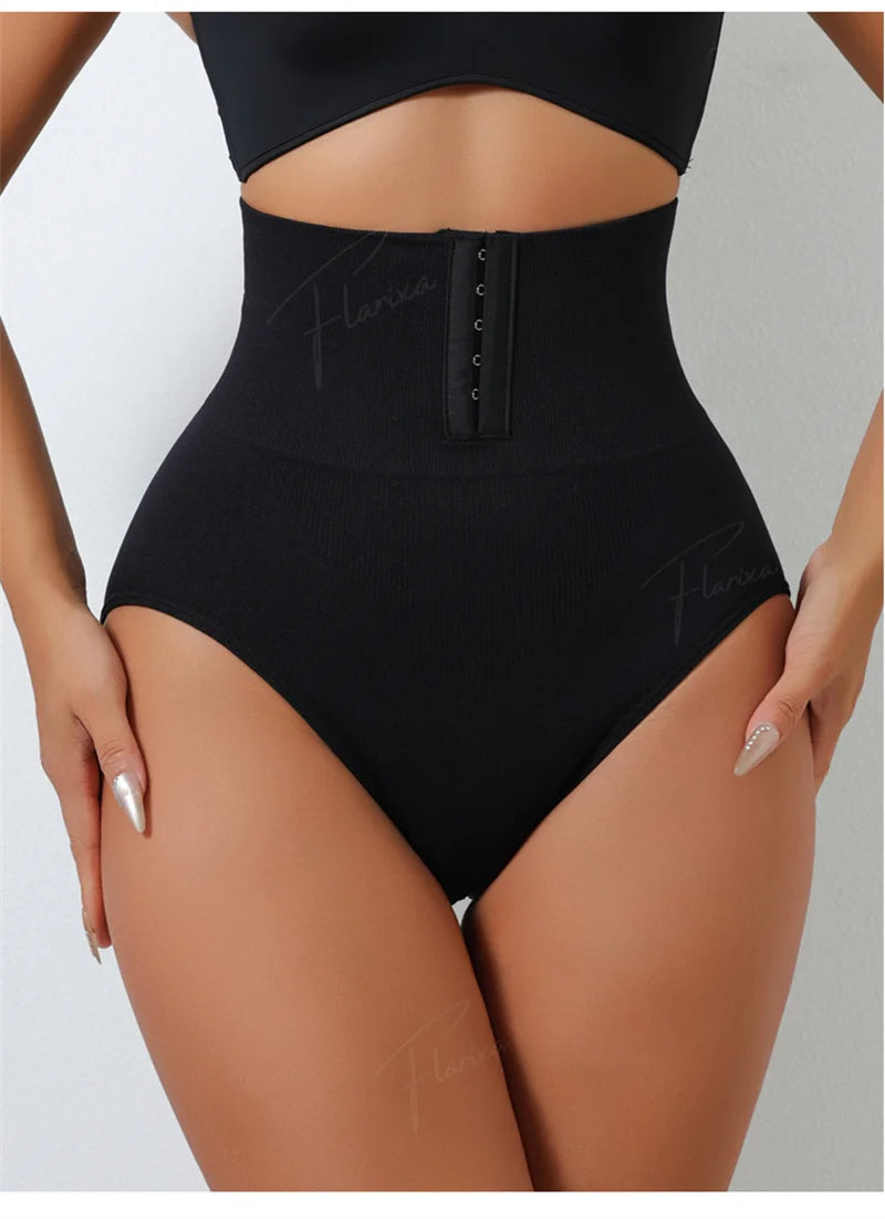 Flarixa High Waist Shaping Briefs Women Waist Trainer Tummy Control Panties Adjustable Hooks Shapewear Belly Slim Hip Lift Pants