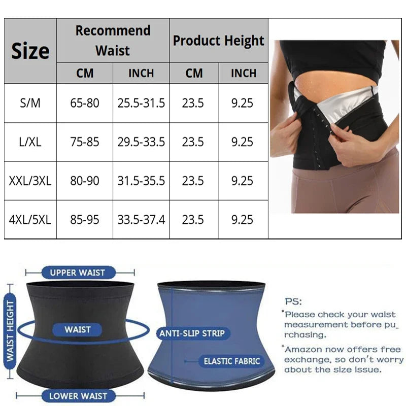 Waist Trainer Strap Premium Sauna Wrap Women Weight Loss Waist Trimmer Fitness Sweat Workout Hooks Slimming Belt Belly Cincher