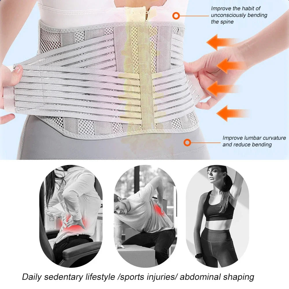 Adjustable Waist Trainer Belt Men Women Lower Back Brace Spine Support Waist Belt Orthopedic Breathable Lumbar Corset