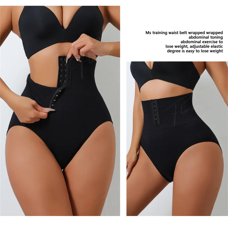 Flarixa High Waist Shaping Briefs Women Waist Trainer Tummy Control Panties Adjustable Hooks Shapewear Belly Slim Hip Lift Pants