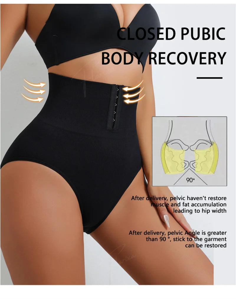 Flarixa High Waist Shaping Briefs Women Waist Trainer Tummy Control Panties Adjustable Hooks Shapewear Belly Slim Hip Lift Pants