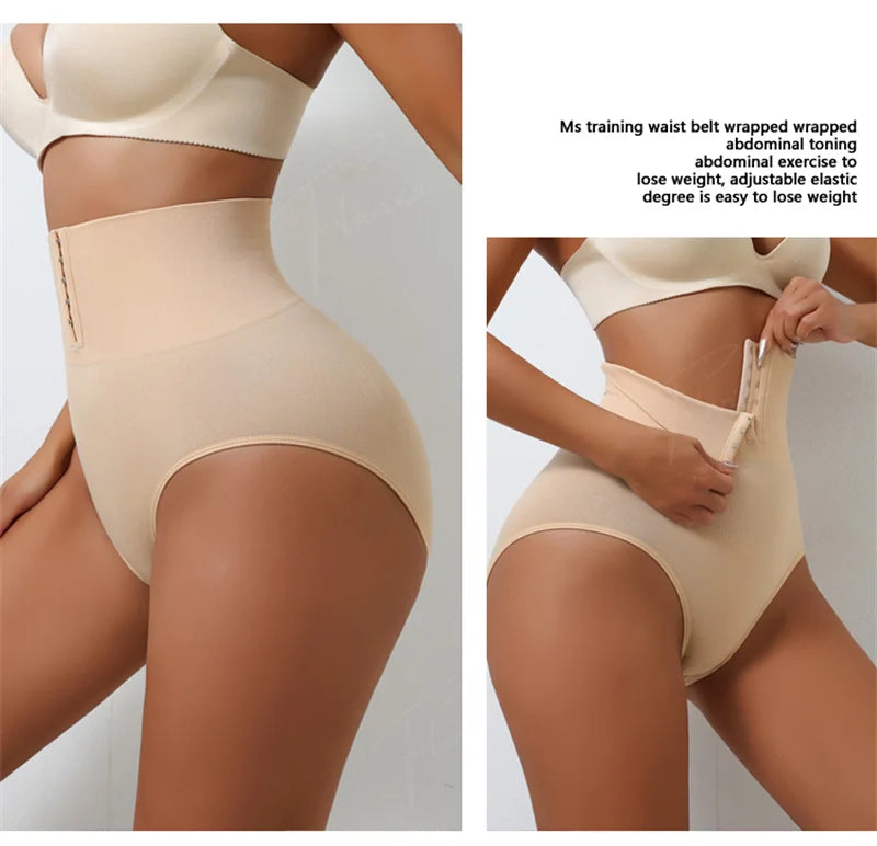 Flarixa High Waist Shaping Briefs Women Waist Trainer Tummy Control Panties Adjustable Hooks Shapewear Belly Slim Hip Lift Pants