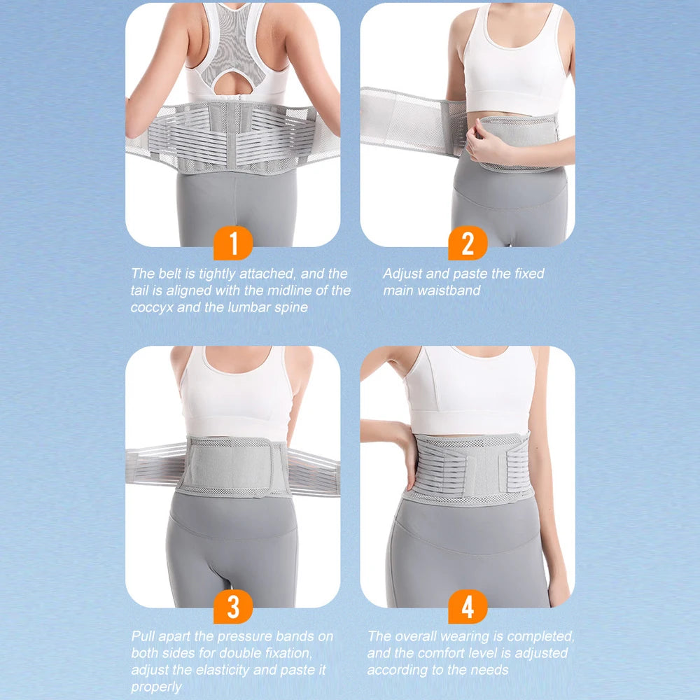 Adjustable Waist Trainer Belt Men Women Lower Back Brace Spine Support Waist Belt Orthopedic Breathable Lumbar Corset