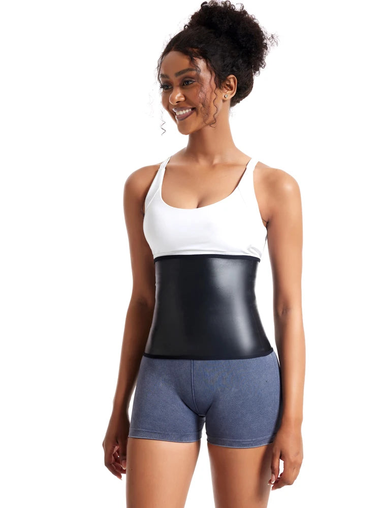 Womens Body Shaper Tummy Control Waist Slimming Belt Faux Leather Waist Trainer Corset Belly Sheath Tummy Trimmer Cincher Sports