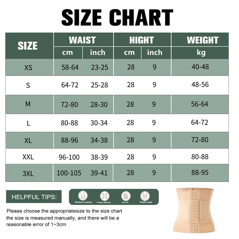 Women Waist Trainer Body Shaper Gym Fitness Tummy Control Shapewear Slimming Corset Double Belt