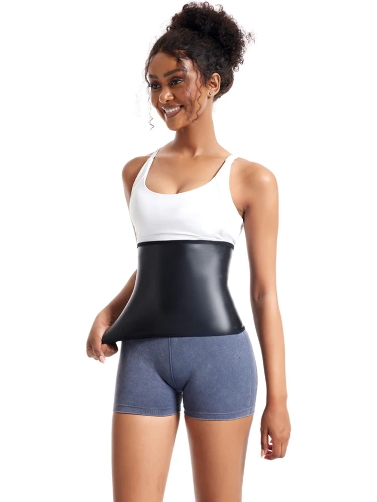 Womens Body Shaper Tummy Control Waist Slimming Belt Faux Leather Waist Trainer Corset Belly Sheath Tummy Trimmer Cincher Sports