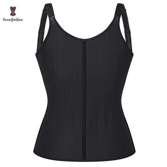 Hook Adjustable Waist Trainer 25 Steel Boned Slimming Corset Workout Girdle Vest Latex Women Body Shaper Plus Size XS -6XL