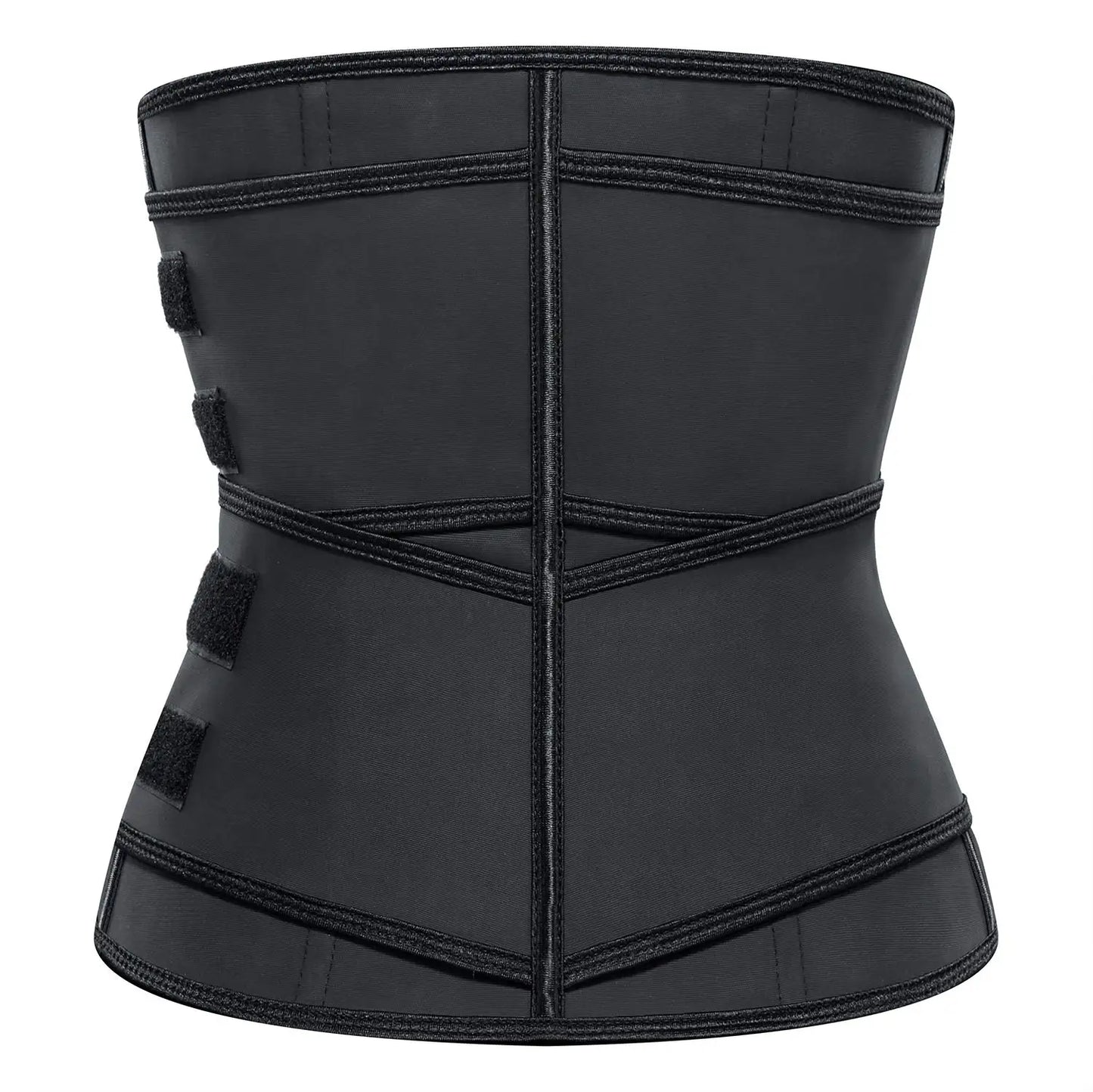 Women's 3-Row Hook Waist Trainer Black Double Belt Slimming Workout Sweat Waist Cincher Tummy Control Shapewear for Fitness