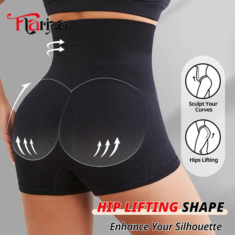 Flarixa Waist Trainer Flat Tummy Shorts with Hook High Waist Belly Control Panties Women Shaper Slimming Butt Lifter Shapewear