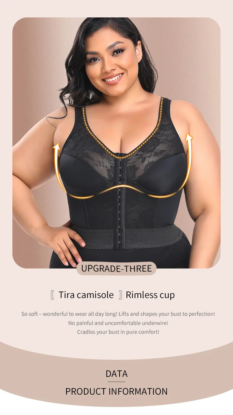 Women 3-in-1 Waist Trainer Shapewear Girdle Push Up Bra Underwear Slimming Corset Tank Top Posture Corrector Tummy Control Vest