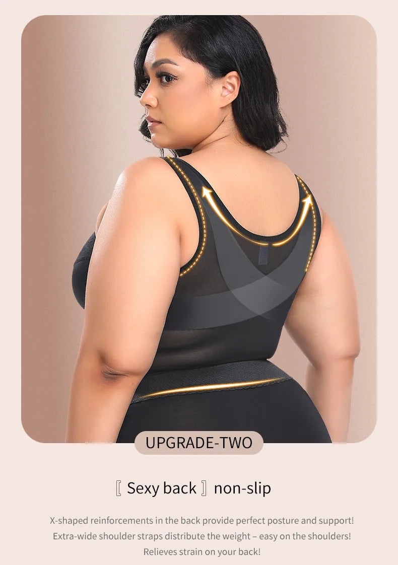 Women 3-in-1 Waist Trainer Shapewear Girdle Push Up Bra Underwear Slimming Corset Tank Top Posture Corrector Tummy Control Vest