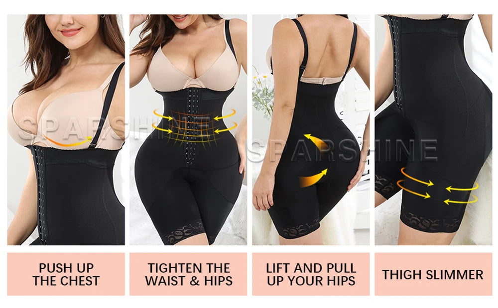 High Control Adjustable Shaper Waist Trainer Girdle Tummy Slimming Shoulder Strap With Buckle Zipper