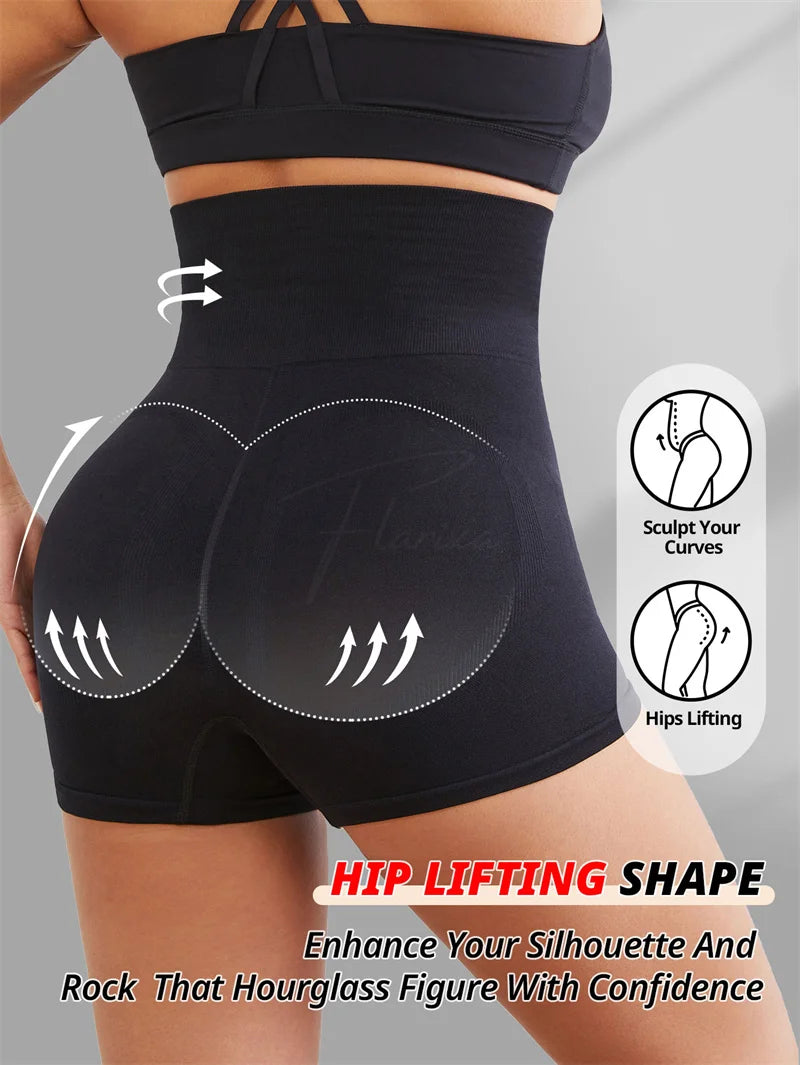 Flarixa Waist Trainer Flat Tummy Shorts with Hook High Waist Belly Control Panties Women Shaper Slimming Butt Lifter Shapewear