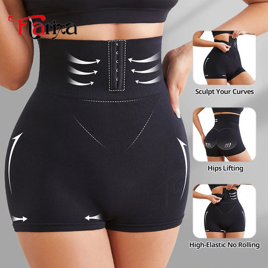 Flarixa Waist Trainer Flat Tummy Shorts with Hook High Waist Belly Control Panties Women Shaper Slimming Butt Lifter Shapewear