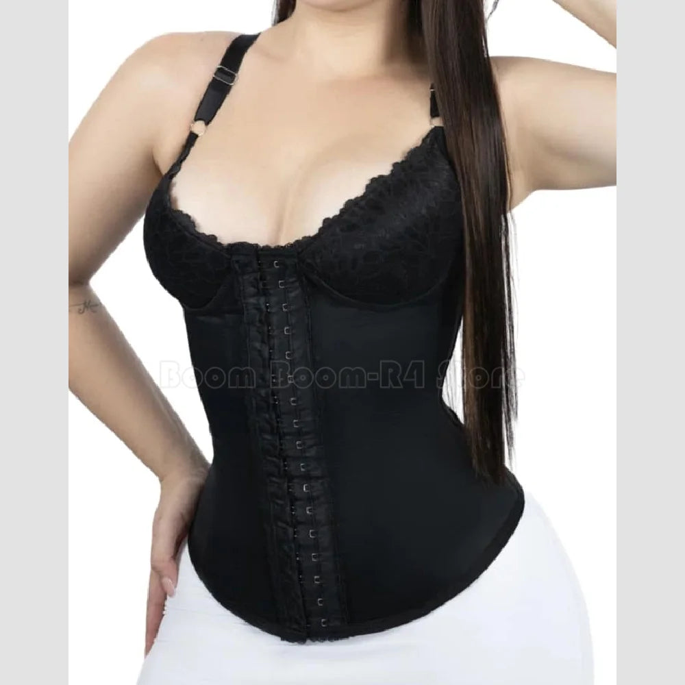 Women Waist Trainer with Bra Corset Slimming Sheath Faja Adjustable Hooks Postpartum Shapewear Vest Modeling Girdles Lace Design