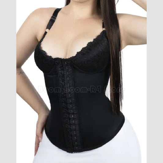 Women Waist Trainer with Bra Corset Slimming Sheath Faja Adjustable Hooks Postpartum Shapewear Vest Modeling Girdles Lace Design