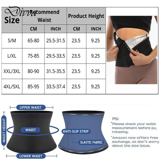 Waist Trainer Strap Premium Sauna Wrap Women Weight Loss Waist Trimmer Fitness Sweat Workout Hooks Slimming Belt Belly Cincher