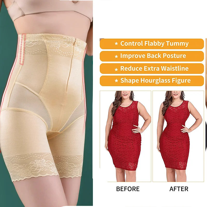 Dimmkof Stretchy Elastic Body Shaper Panties Shapewear Seamless Thigh Slim High Waist Tummy Control Hook Panties Waist Cinchers