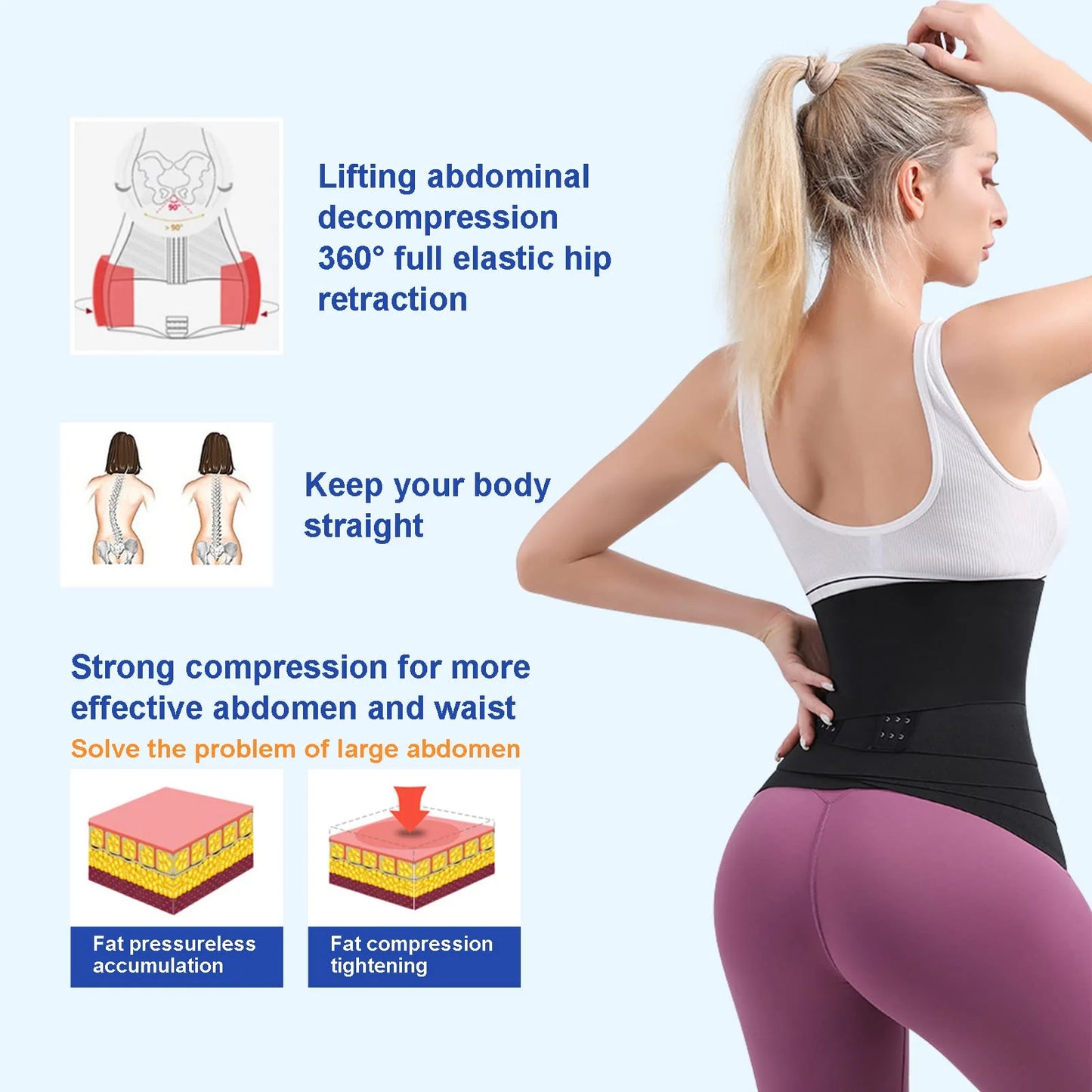 Waist Trainer for Women Snatch Me Up Buckle Bandage Wrap Lumbar Waist Support Belt Body Shaper Belly Cincher Compression Band