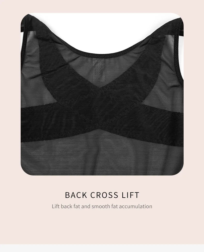 Women 3-in-1 Waist Trainer Shapewear Girdle Push Up Bra Underwear Slimming Corset Tank Top Posture Corrector Tummy Control Vest