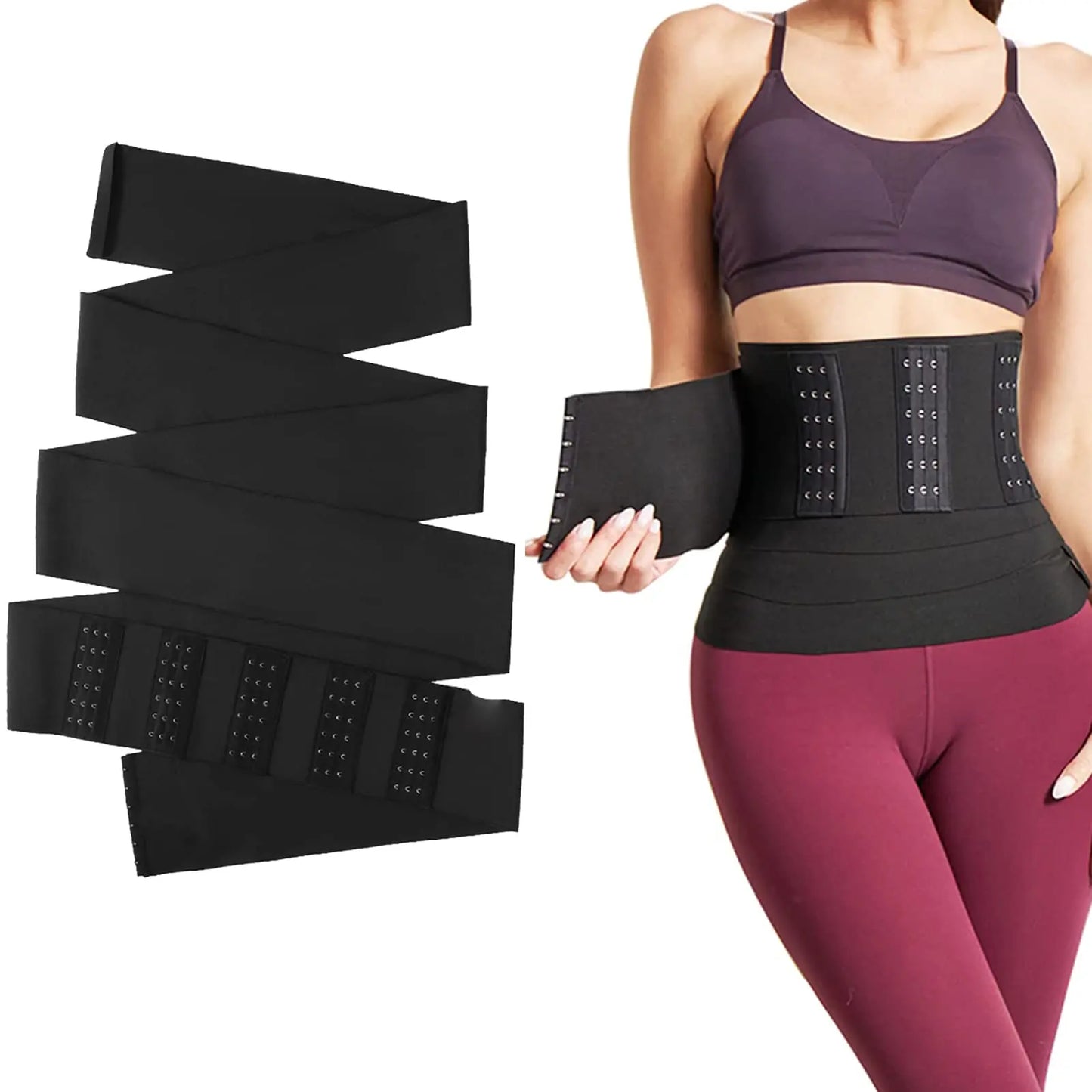 Waist Trainer for Women Snatch Me Up Buckle Bandage Wrap Lumbar Waist Support Belt Body Shaper Belly Cincher Compression Band