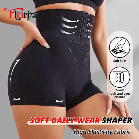 Flarixa Waist Trainer Flat Tummy Shorts with Hook High Waist Belly Control Panties Women Shaper Slimming Butt Lifter Shapewear