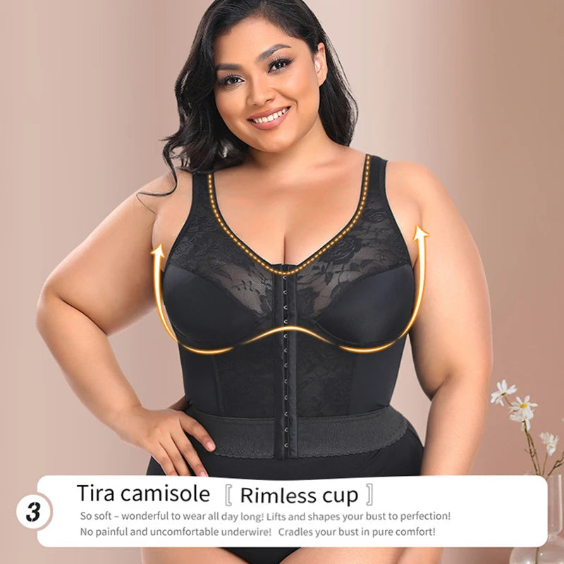 Women 3-in-1 Waist Trainer Shapewear Girdle Push Up Bra Underwear Slimming Corset Tank Top Posture Corrector Tummy Control Vest