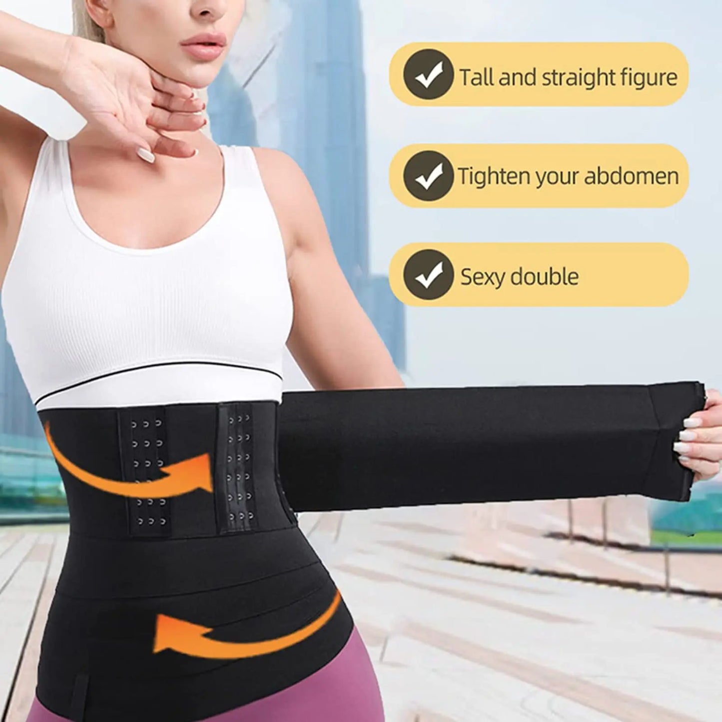 Waist Trainer for Women Snatch Me Up Buckle Bandage Wrap Lumbar Waist Support Belt Body Shaper Belly Cincher Compression Band