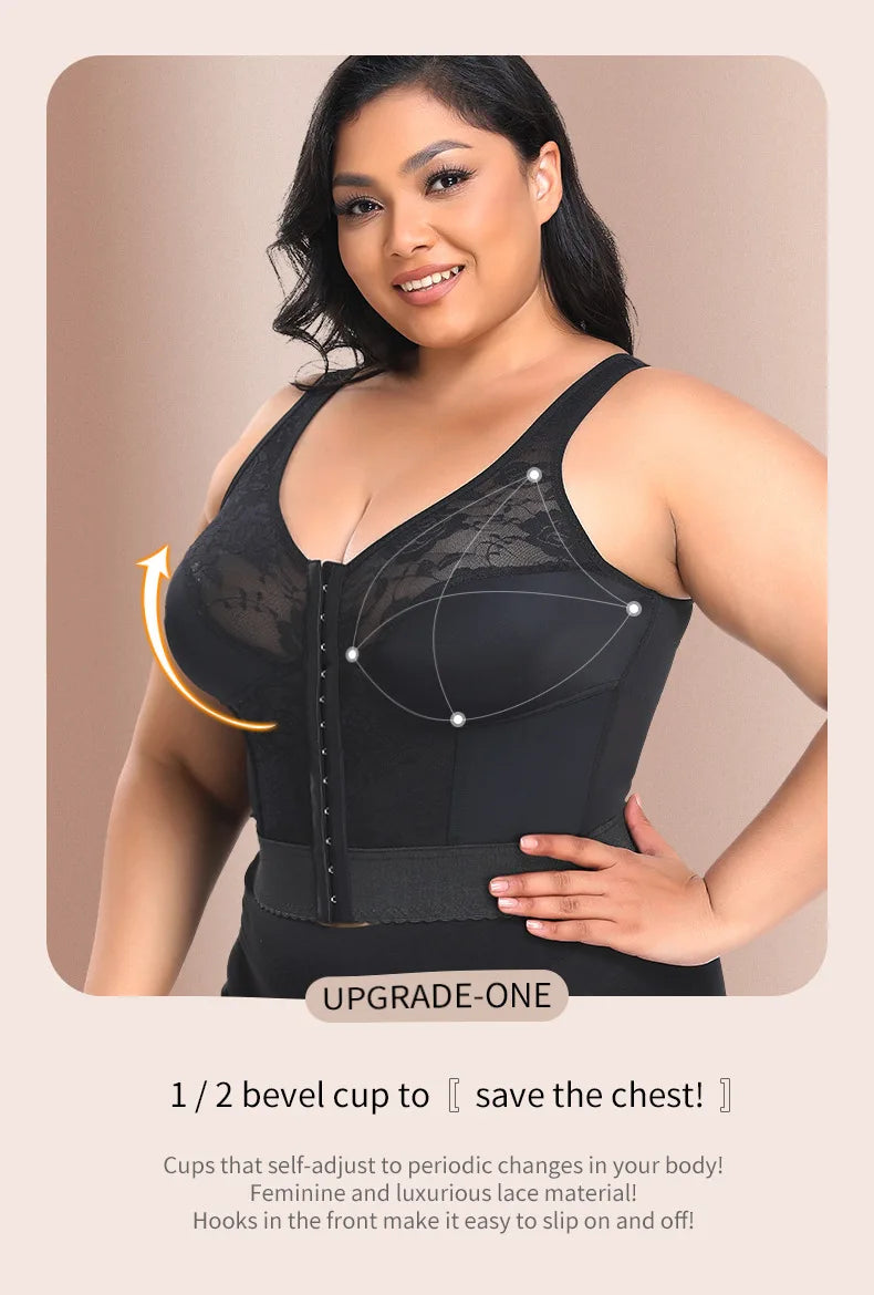 Women 3-in-1 Waist Trainer Shapewear Girdle Push Up Bra Underwear Slimming Corset Tank Top Posture Corrector Tummy Control Vest