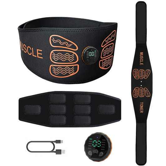 Waist Abdominal Toning Belt Abs Trainer Smart Muscle Toner Home Gym Office Workout Fitness Equipment USB Recharge