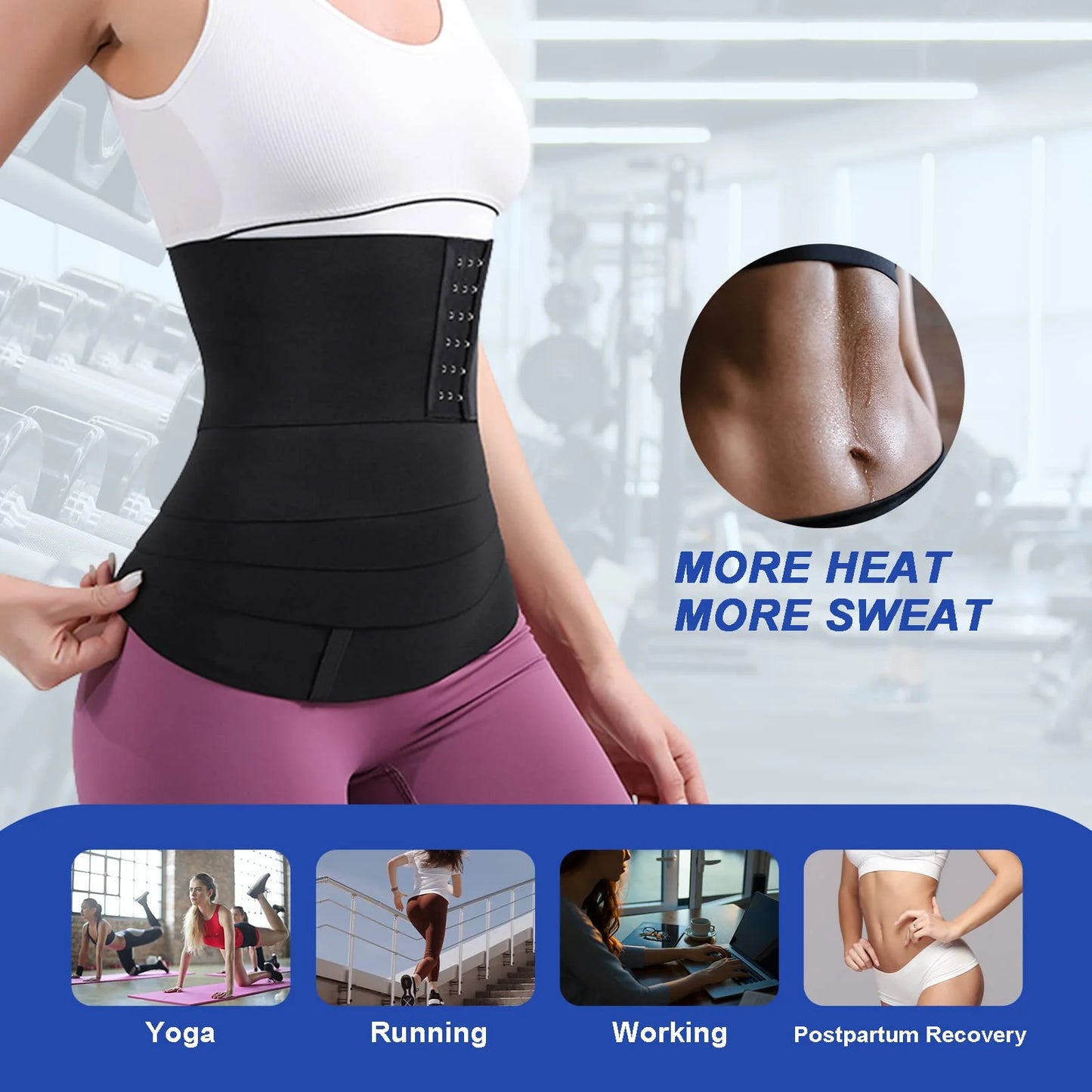 Waist Trainer for Women Snatch Me Up Buckle Bandage Wrap Lumbar Waist Support Belt Body Shaper Belly Cincher Compression Band
