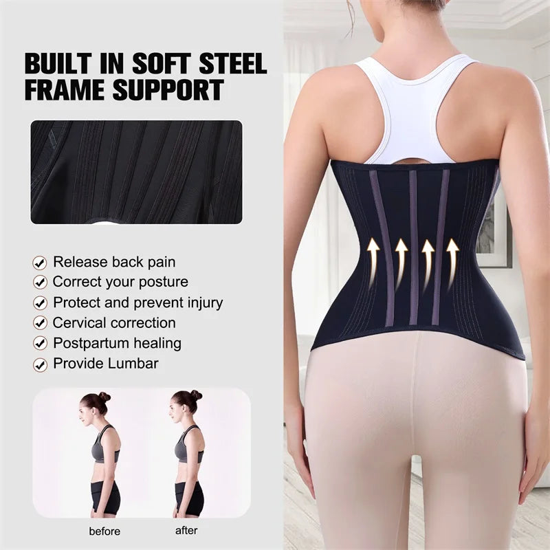 MiiOW U-shaped Waist Trainer Corset Women Shaper Waist Trainer Steel Bone Breathable Slimming Women's Abdominal Corset Shapewear